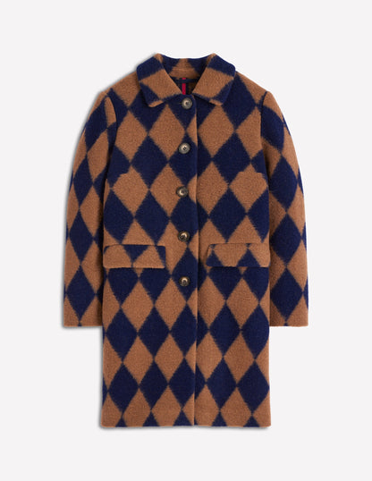 Edinburgh Swing Coat-Camel and Navy Argyle-8