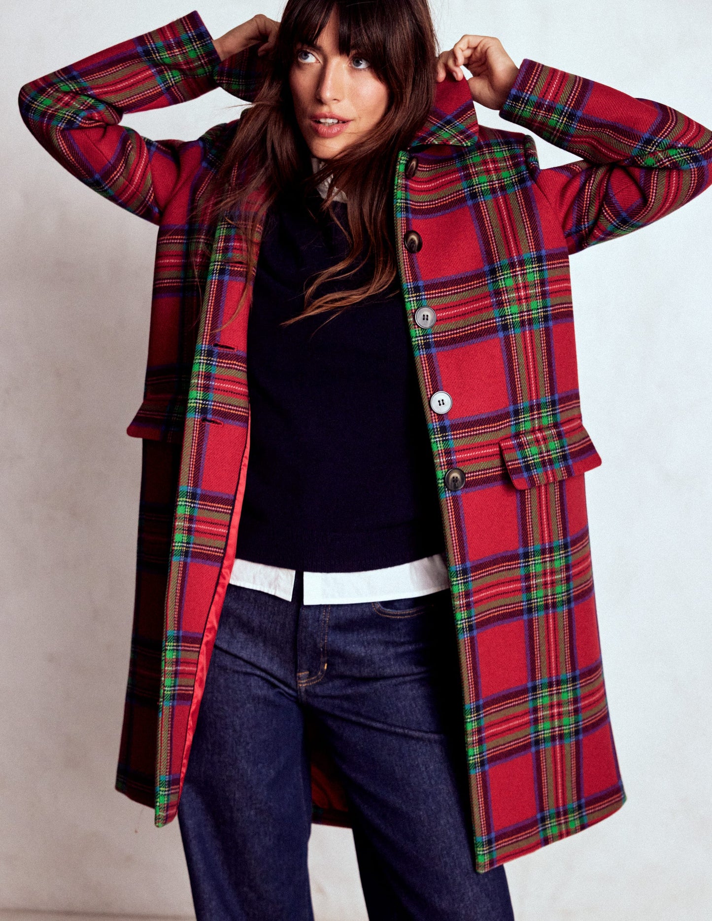 Edinburgh Swing Coat-Red, Blue and Green Check