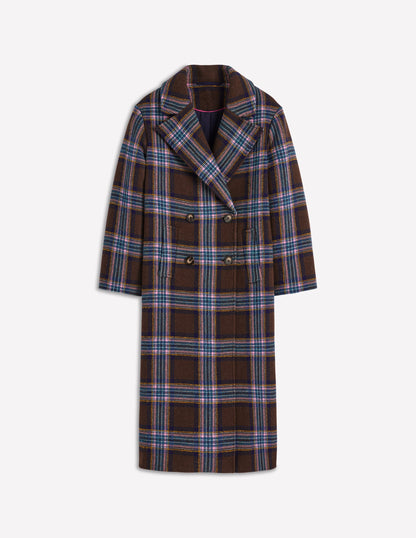 Cocoon Wool Coat-Brown, Teal and Pink Check-7
