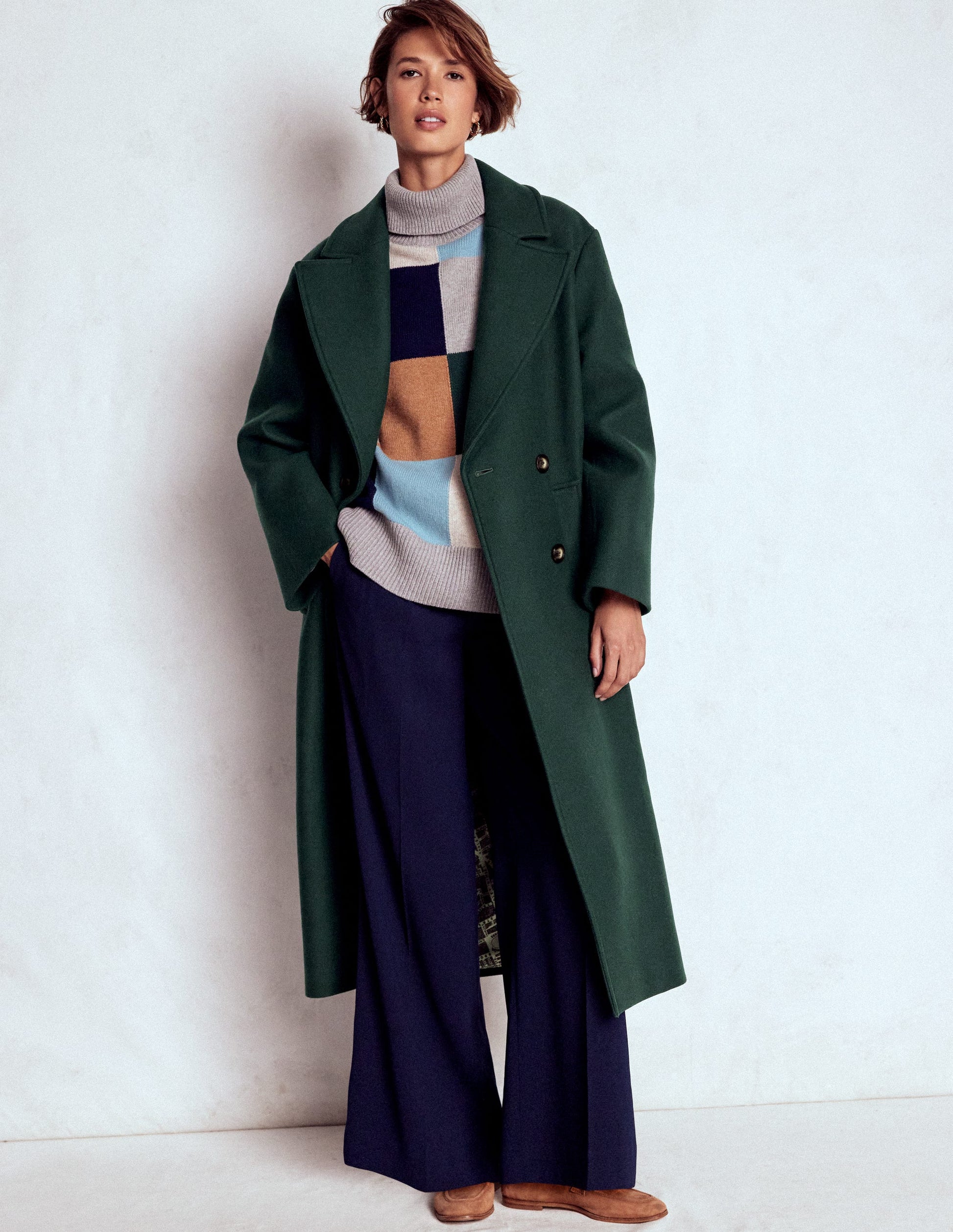 Cocoon Wool Coat-Emerald Night-1