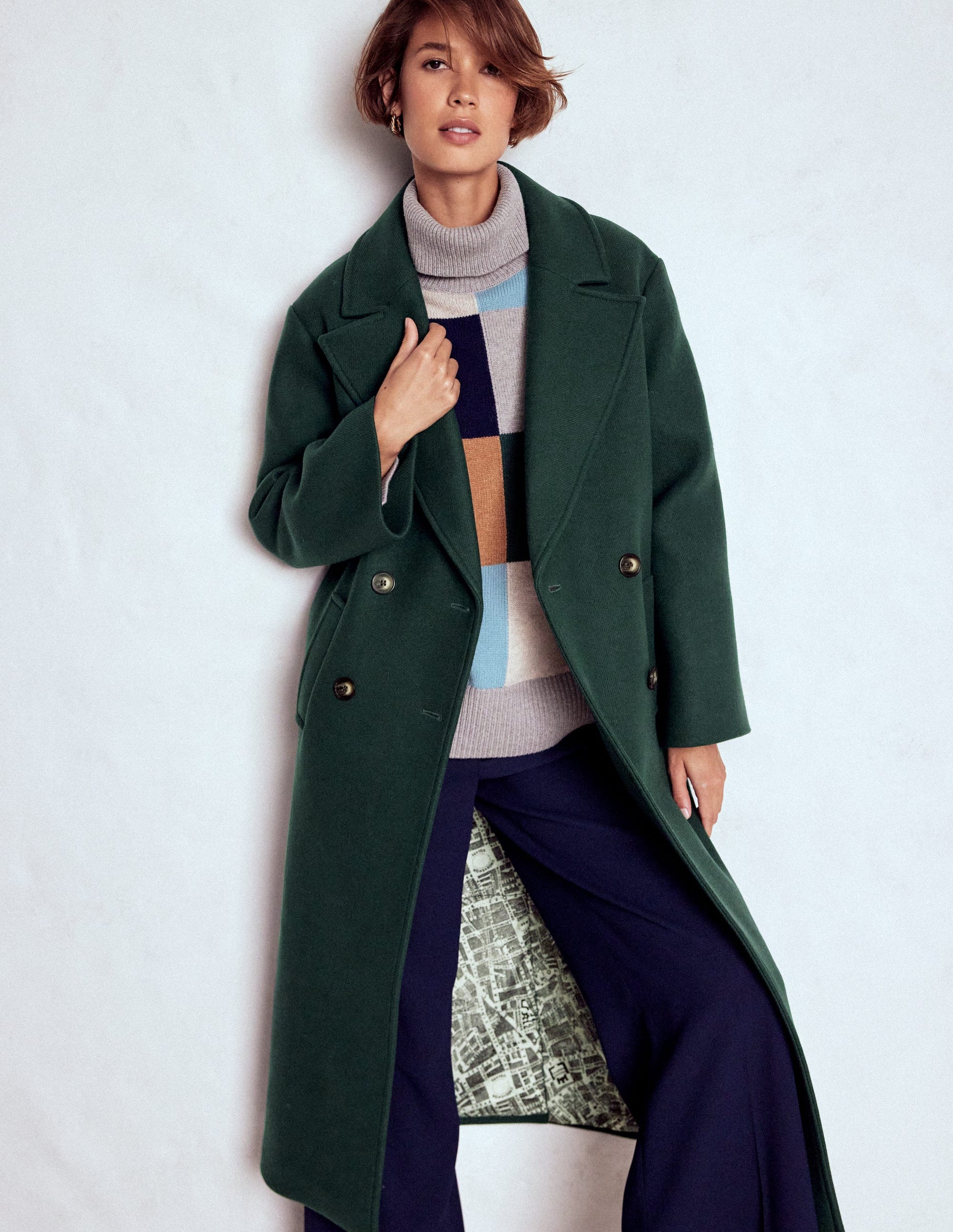 Cocoon Wool Coat-Emerald Night-5