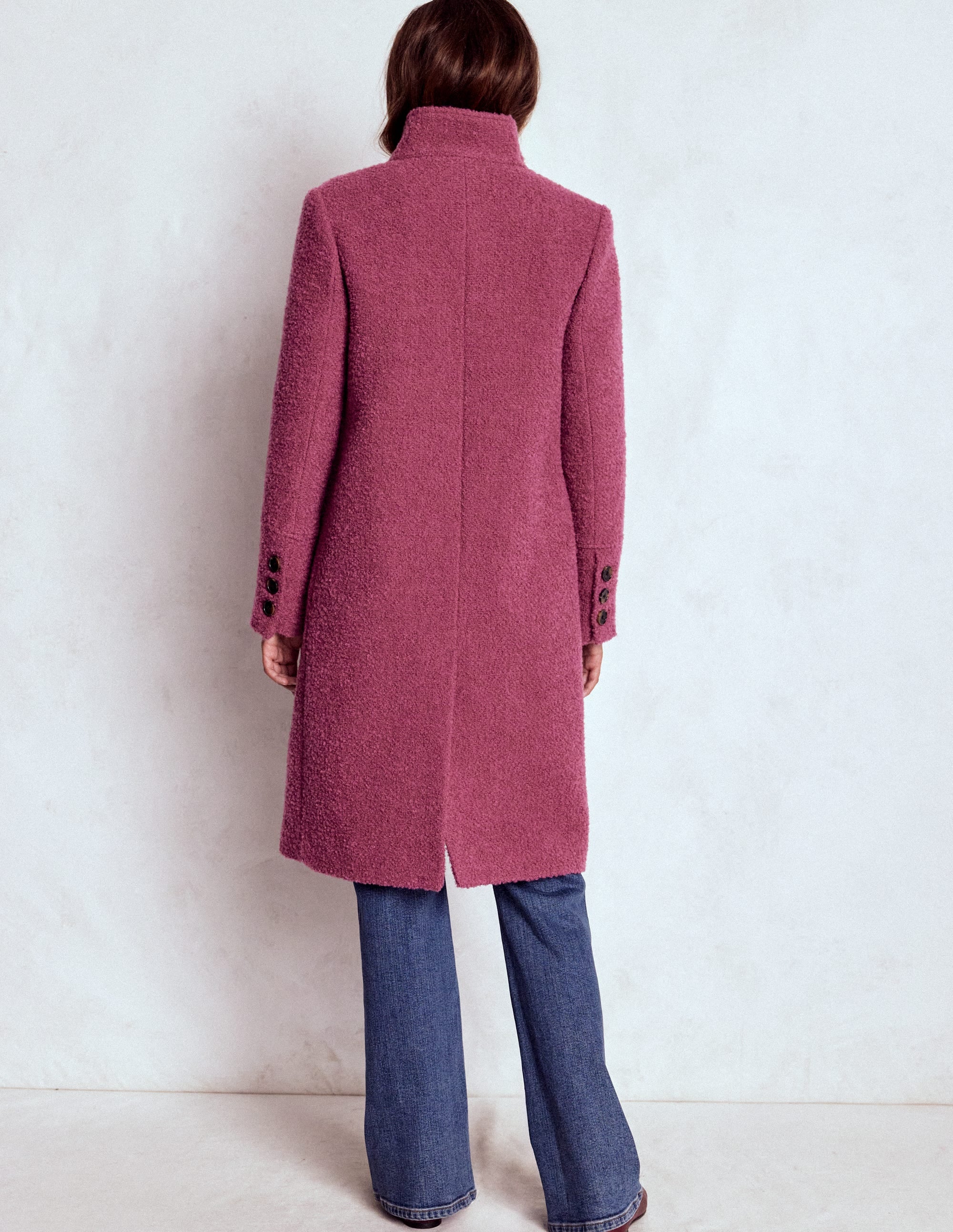 Funnel Neck Wool Coat-Pink Heather - Image 3