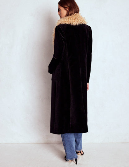 Fur Tipped Coat-Black-2