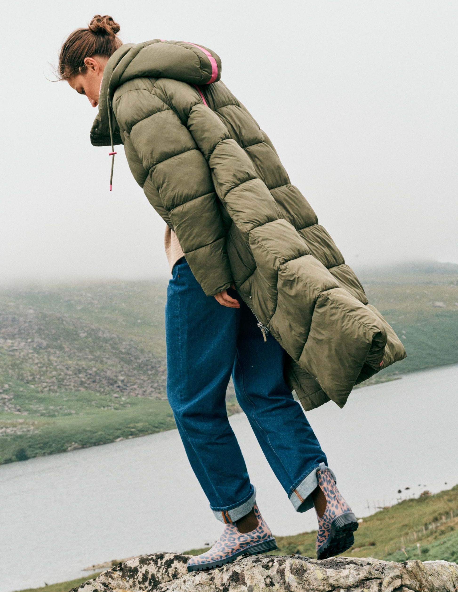 Longline Padded Coat-Woodland Green-2