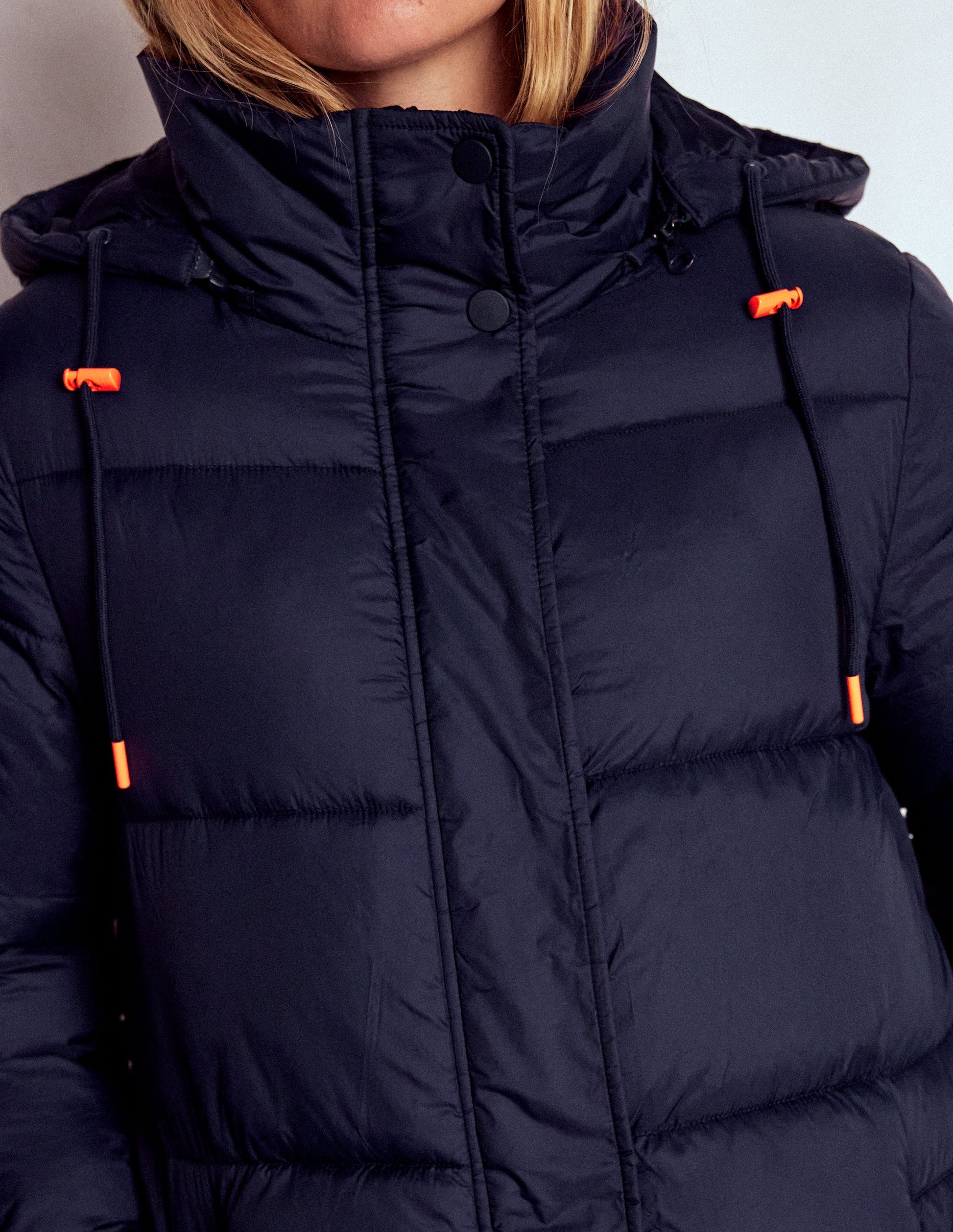 Longline Padded Coat-Navy-2