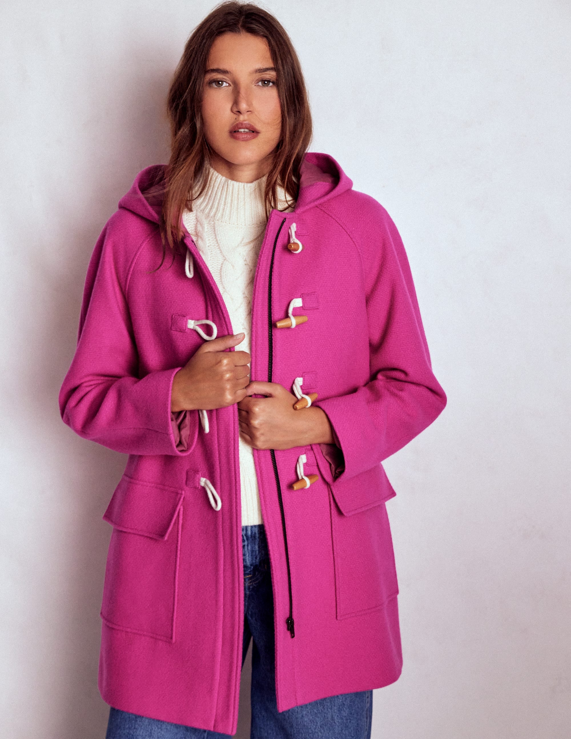 Swing Duffle Coat - Pink Peony | Boden UK