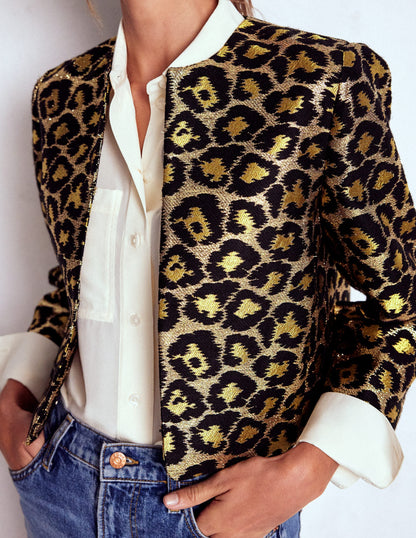 Jacquard Leopard Jacket-Leopard, Lurex Jacquard-2
