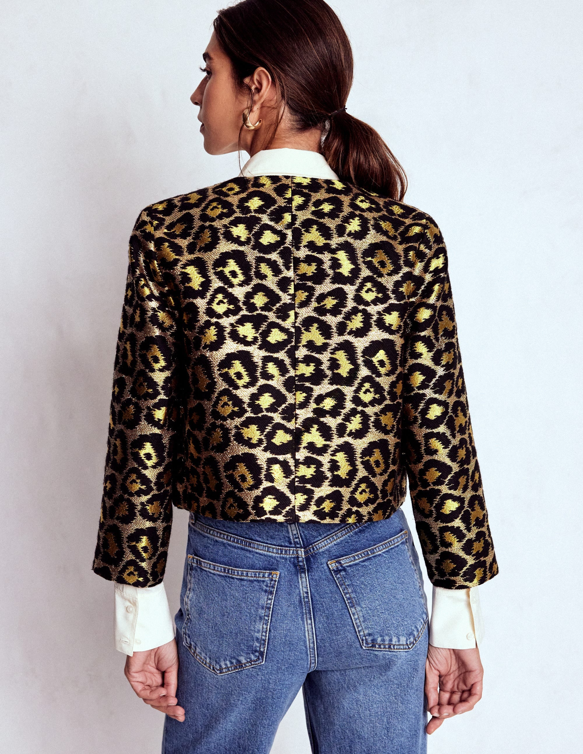 Jacquard Leopard Jacket-Leopard, Lurex Jacquard - Image 3