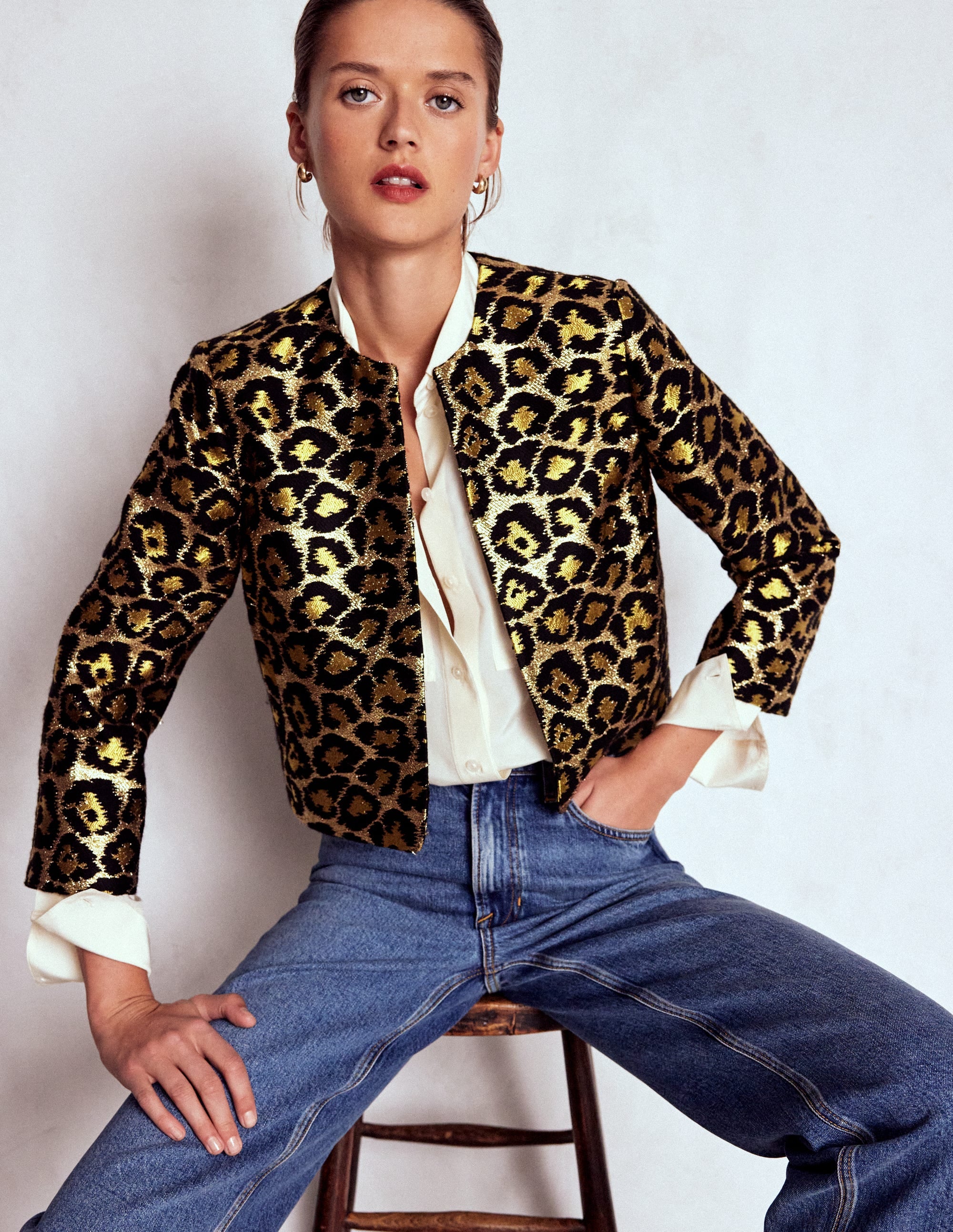 Jacquard Leopard Jacket-Leopard, Lurex Jacquard - Image 5