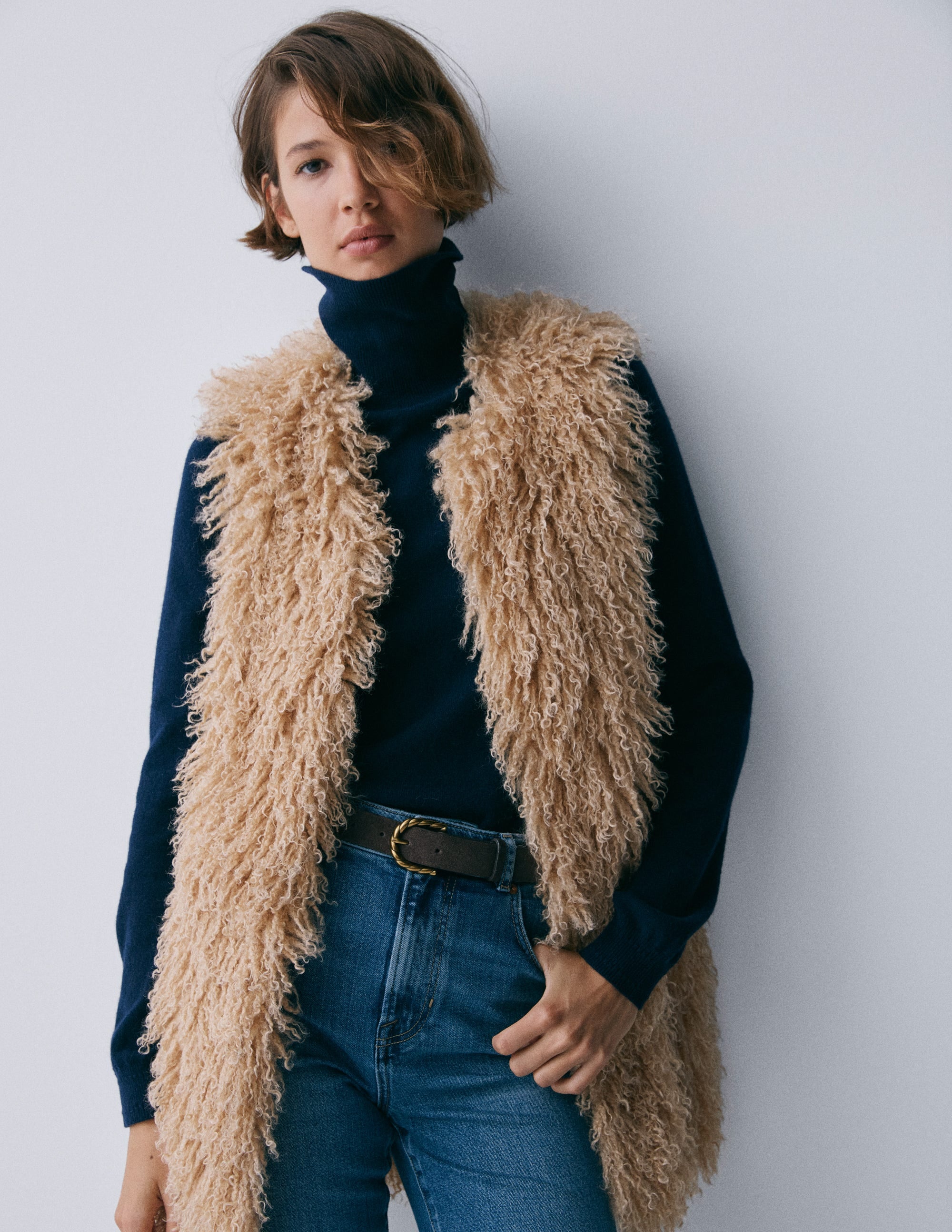 Faux Fur Long Gilet-Sand Dune, Fur - Image 7