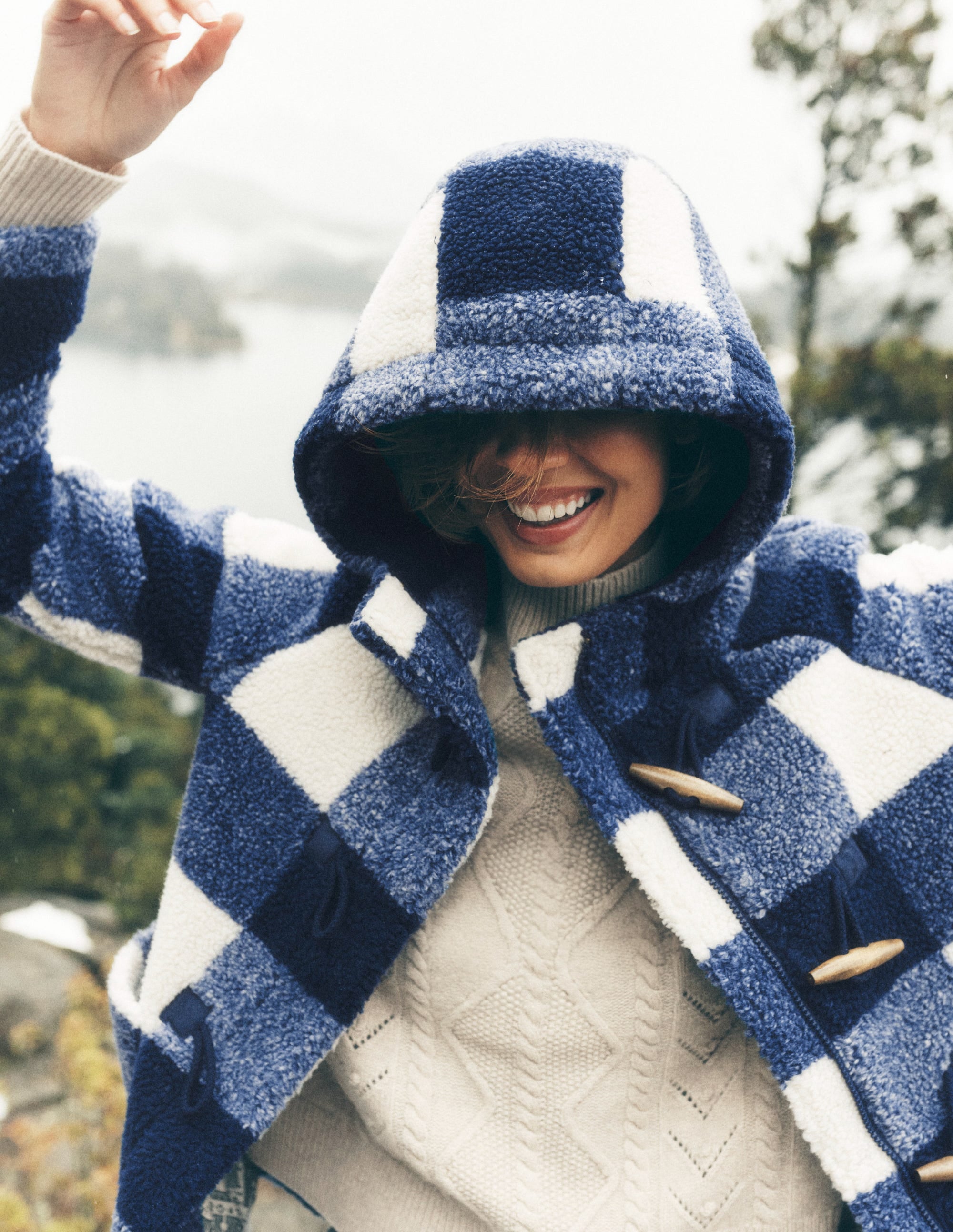 90s Burburrys Special Duffle Coat ノバチェック Borg Duffle Coat-College Navy Gingham | Boden UK