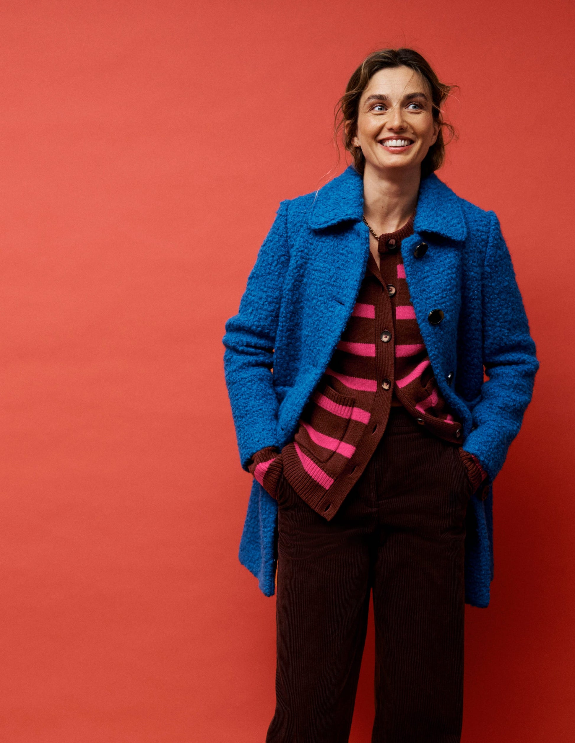 Carlisle Textured Coat-Cobalt Blue Boden UK