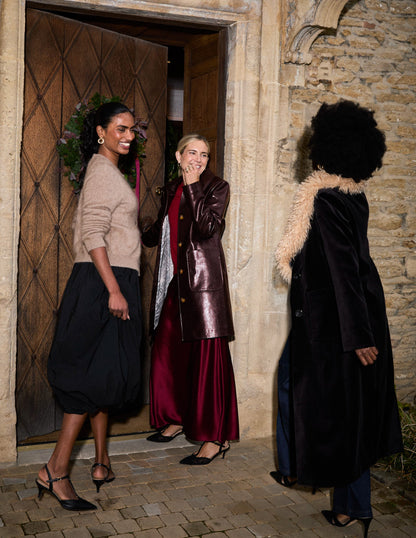 Carlisle Faux Leather Coat-Dark Cherry-6