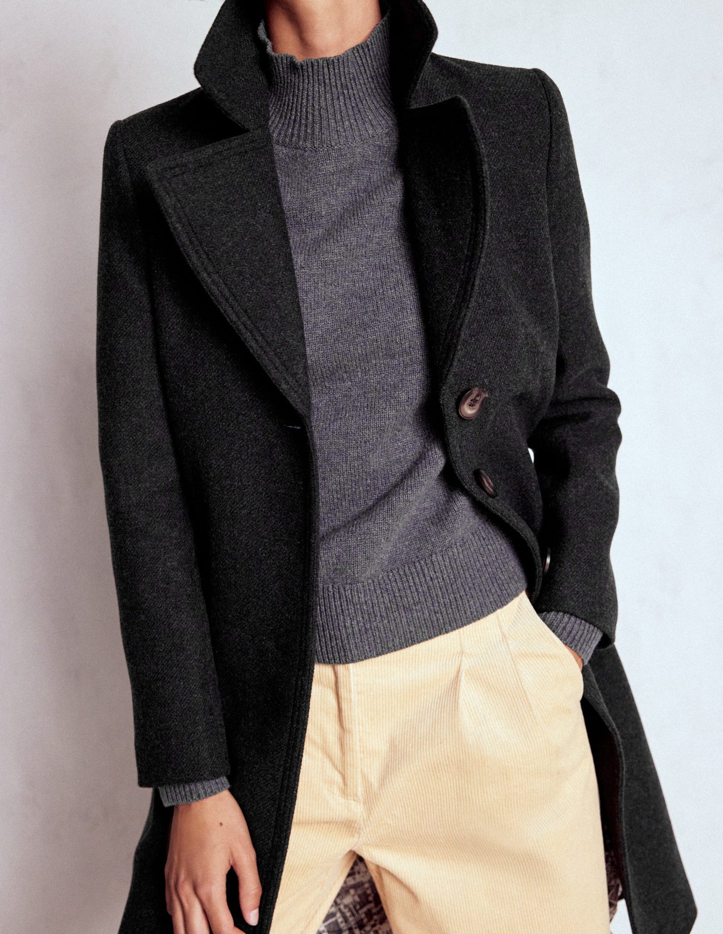 Newport Wool Coat-Charcoal Marl