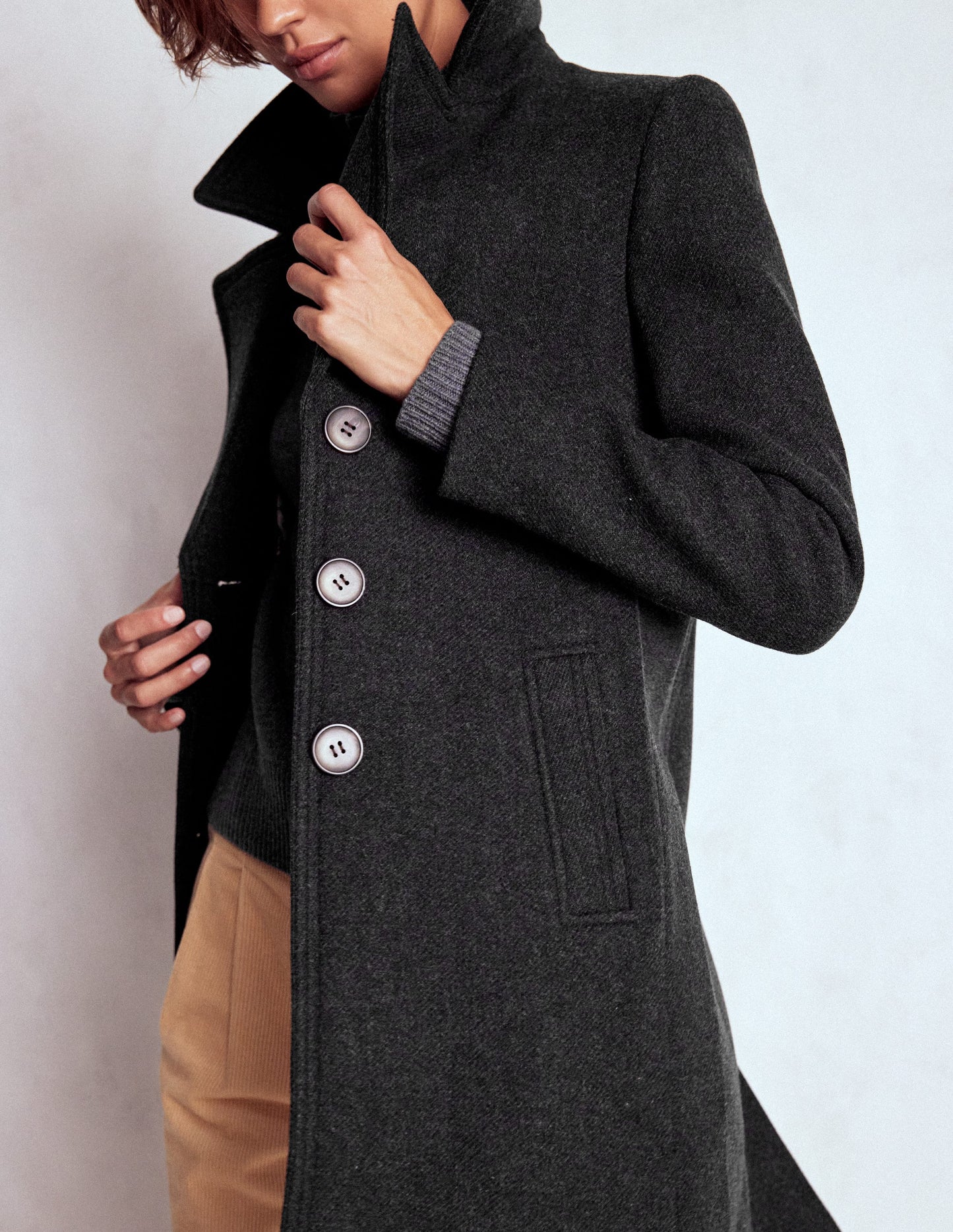 Newport Wool Coat-Charcoal Marl