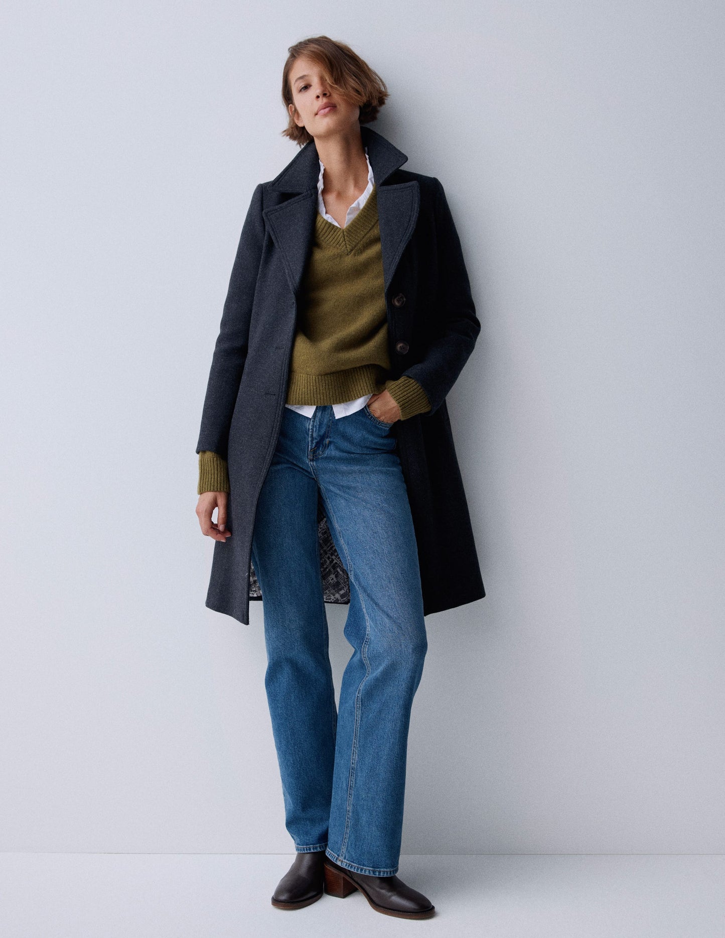 Newport Wool Coat-Charcoal Marl