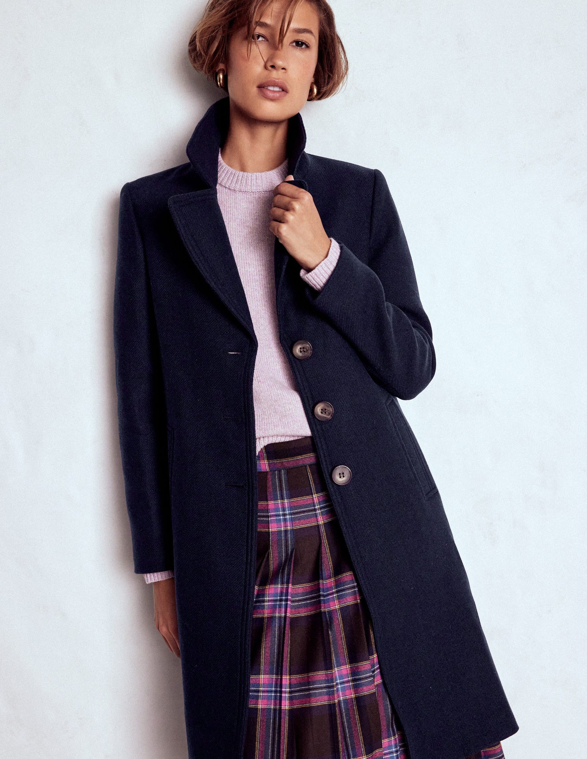 Newport Wool Coat-Navy Boden UK - Main Image