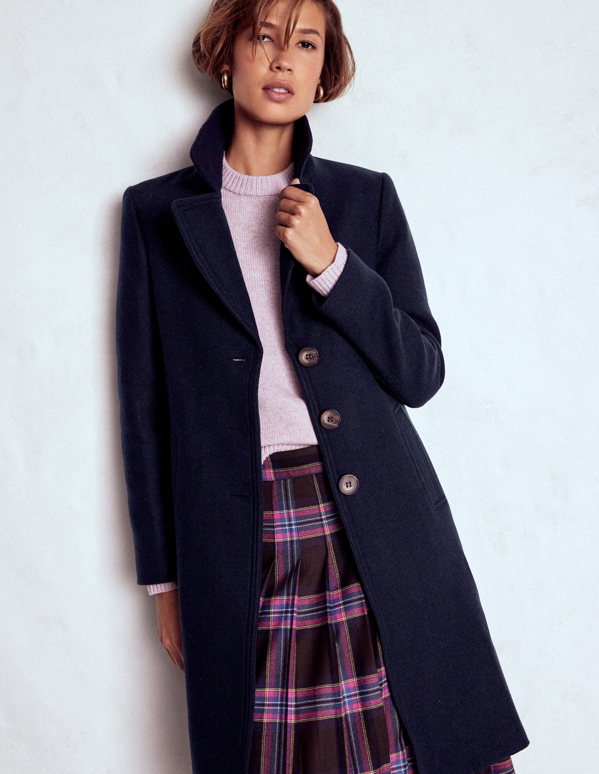 Newport Wool Coat-Navy Boden UK