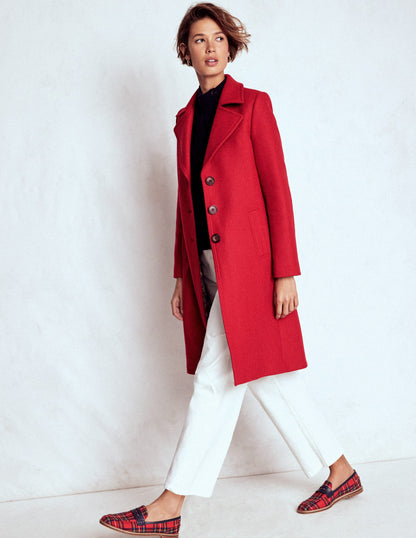 Newport Wool Coat-Cranberry Red-1