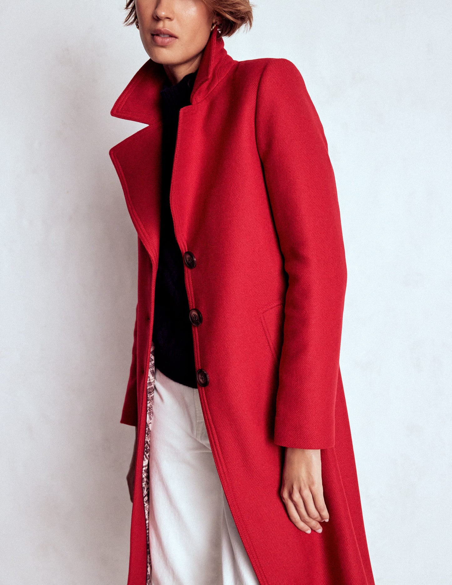 Newport Wool Coat-Cranberry Red
