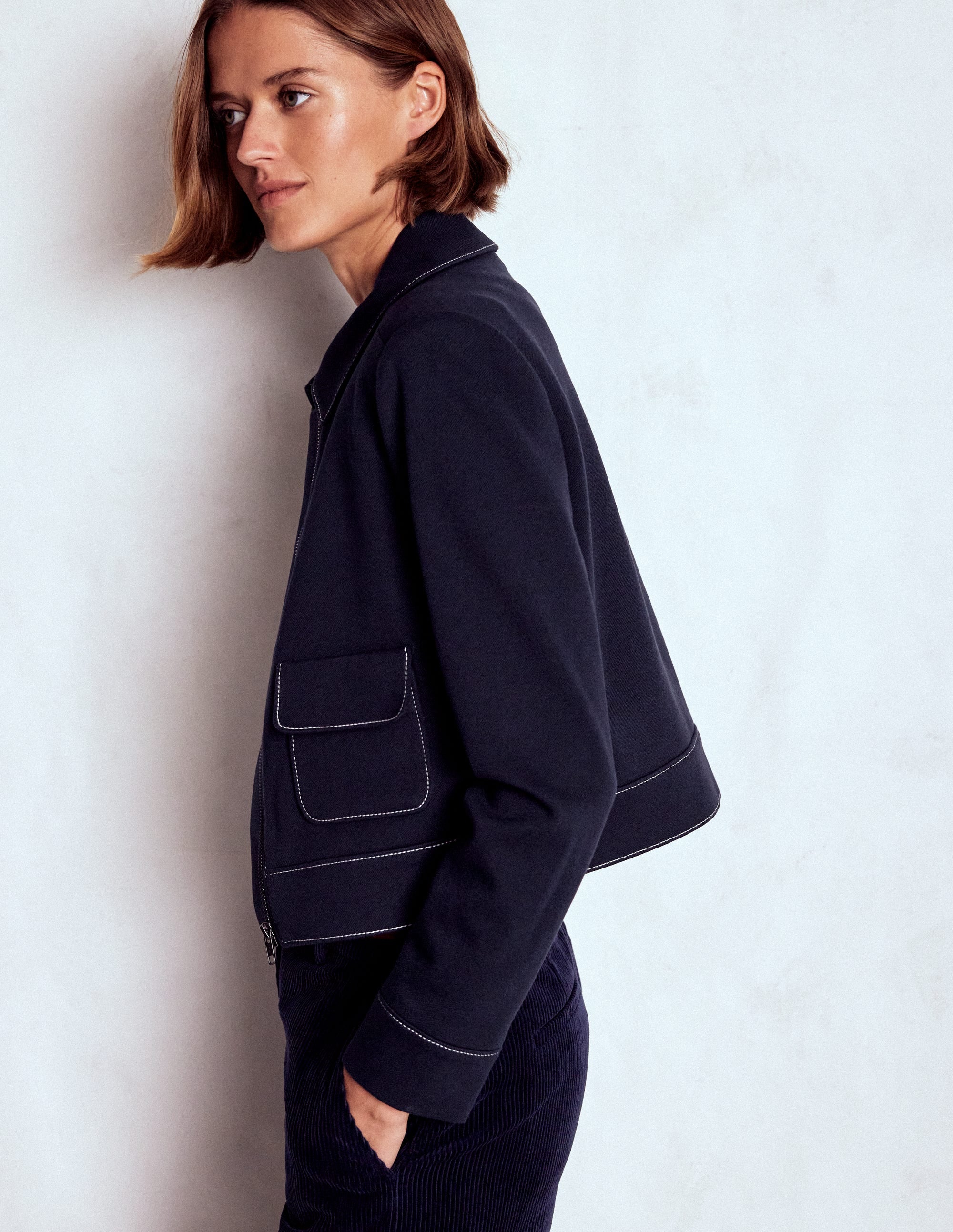 Zip Patch Pocket Jacket-NAVY - Image 6
