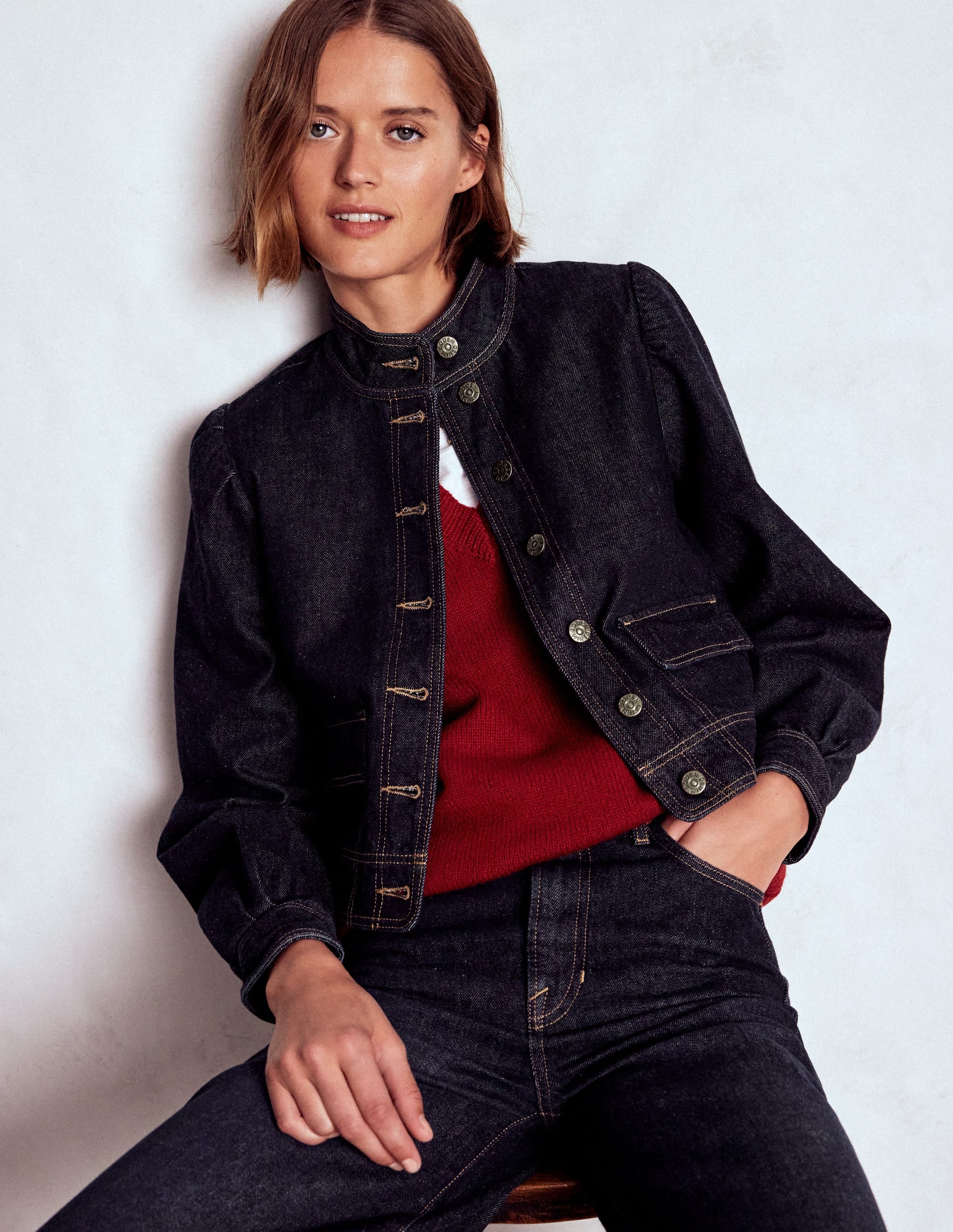 Topstitch Denim Jacket-Indigo | Boden UK