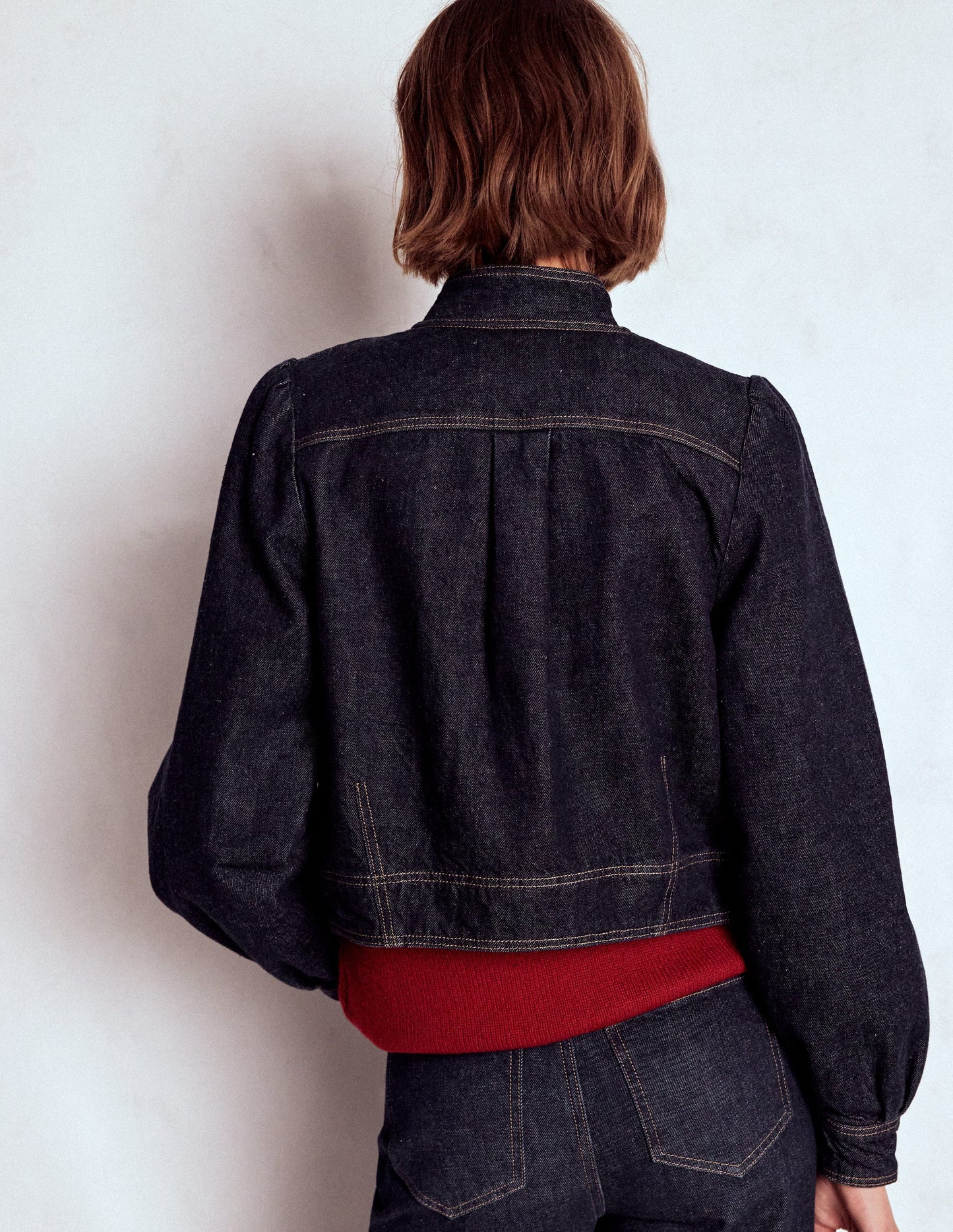 Topstitch Denim Jacket-Indigo