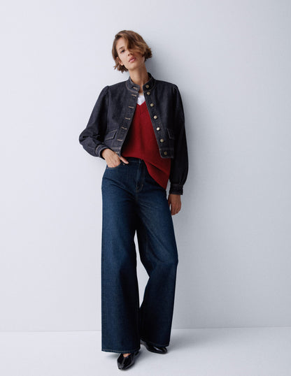 Topstitch Denim Jacket-Indigo-6