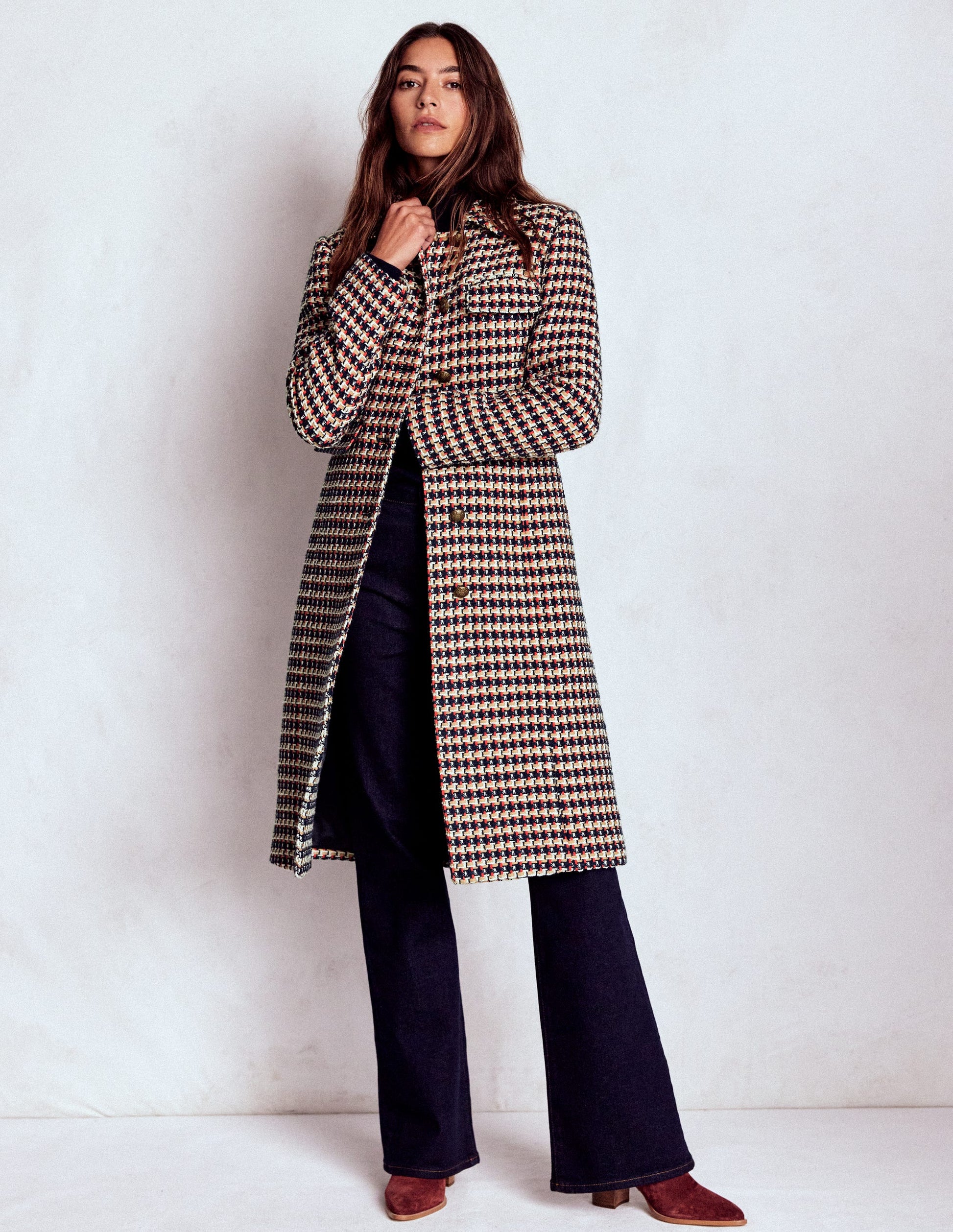 Pocket Detail Coat-Camel, Navy Red-4