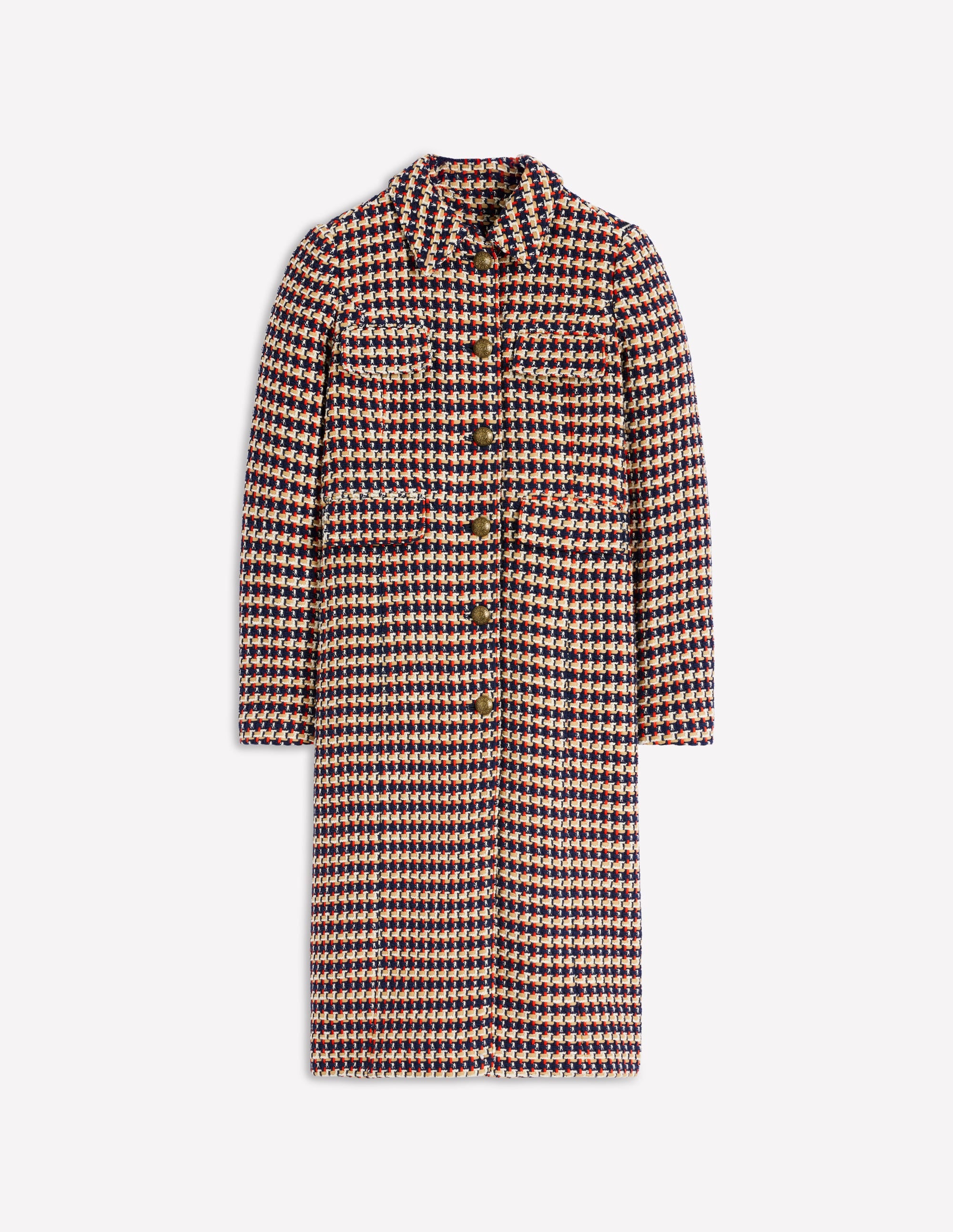Pocket Detail Coat-Camel, Navy Red - Image 6