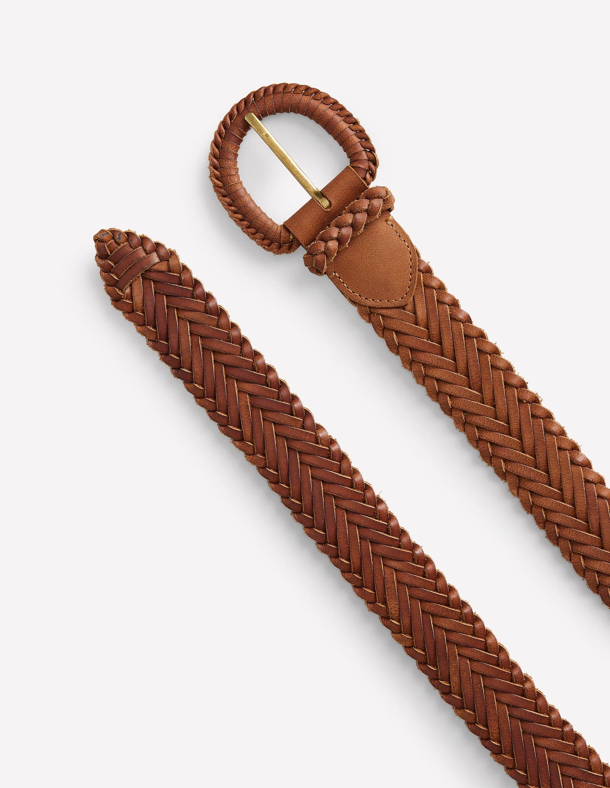 Woven Leather Belt-Tan-3