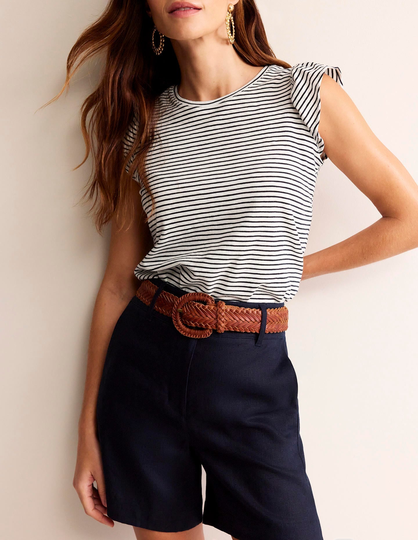 Woven Leather Belt-Tan