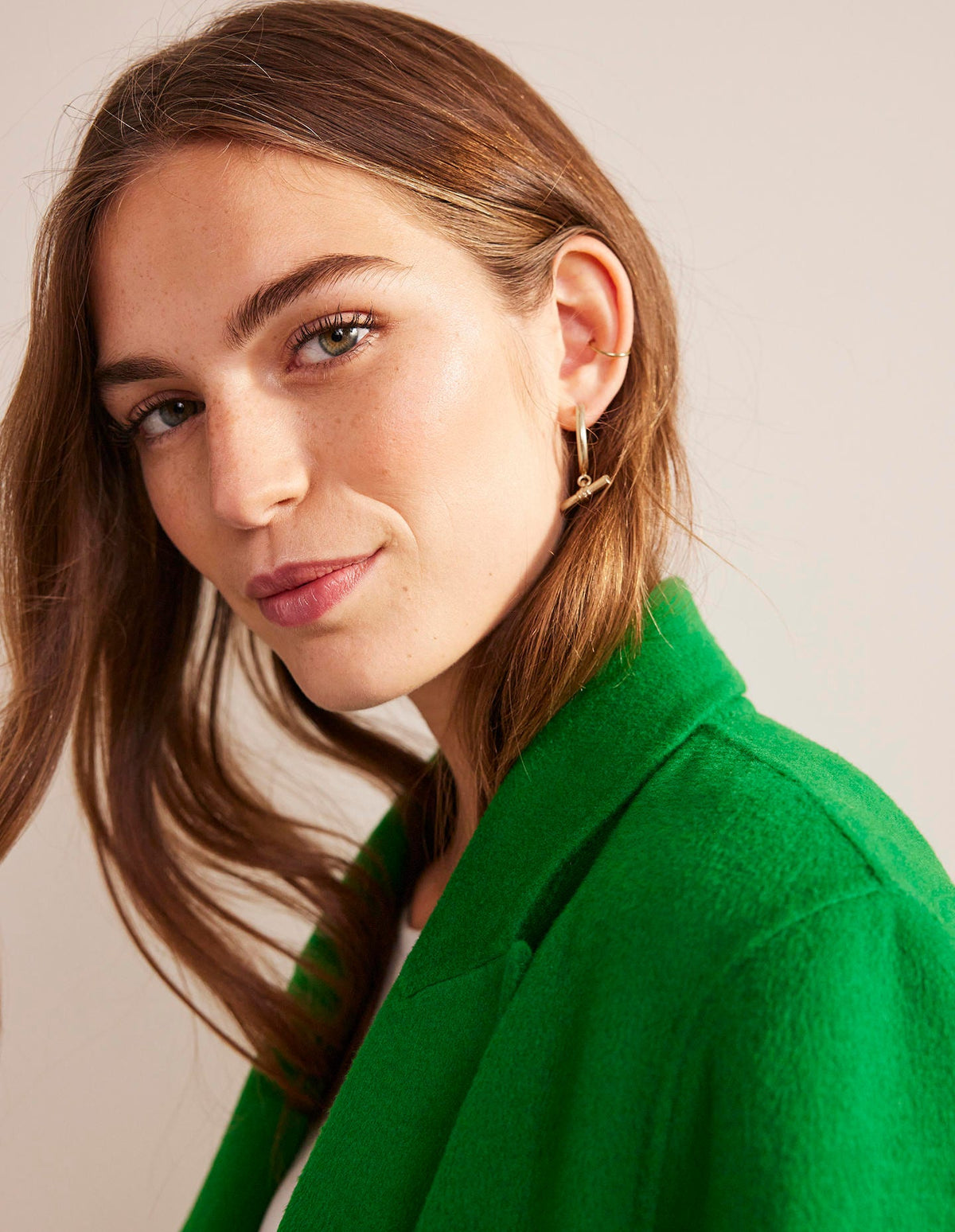 T-bar Hoop Earrings-Gold - Image 1