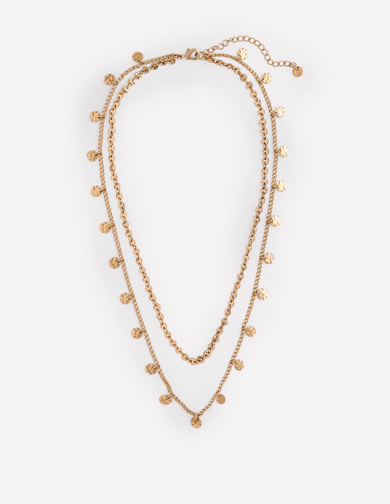 Hammered Disc Layered Necklace-Gold Colour - Image 1
