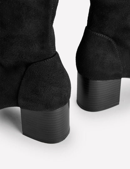 Stretch Knee Heel Boots-Black-4