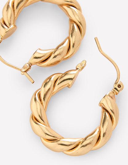 Chunky Twist Hoops-Gold Colour-3