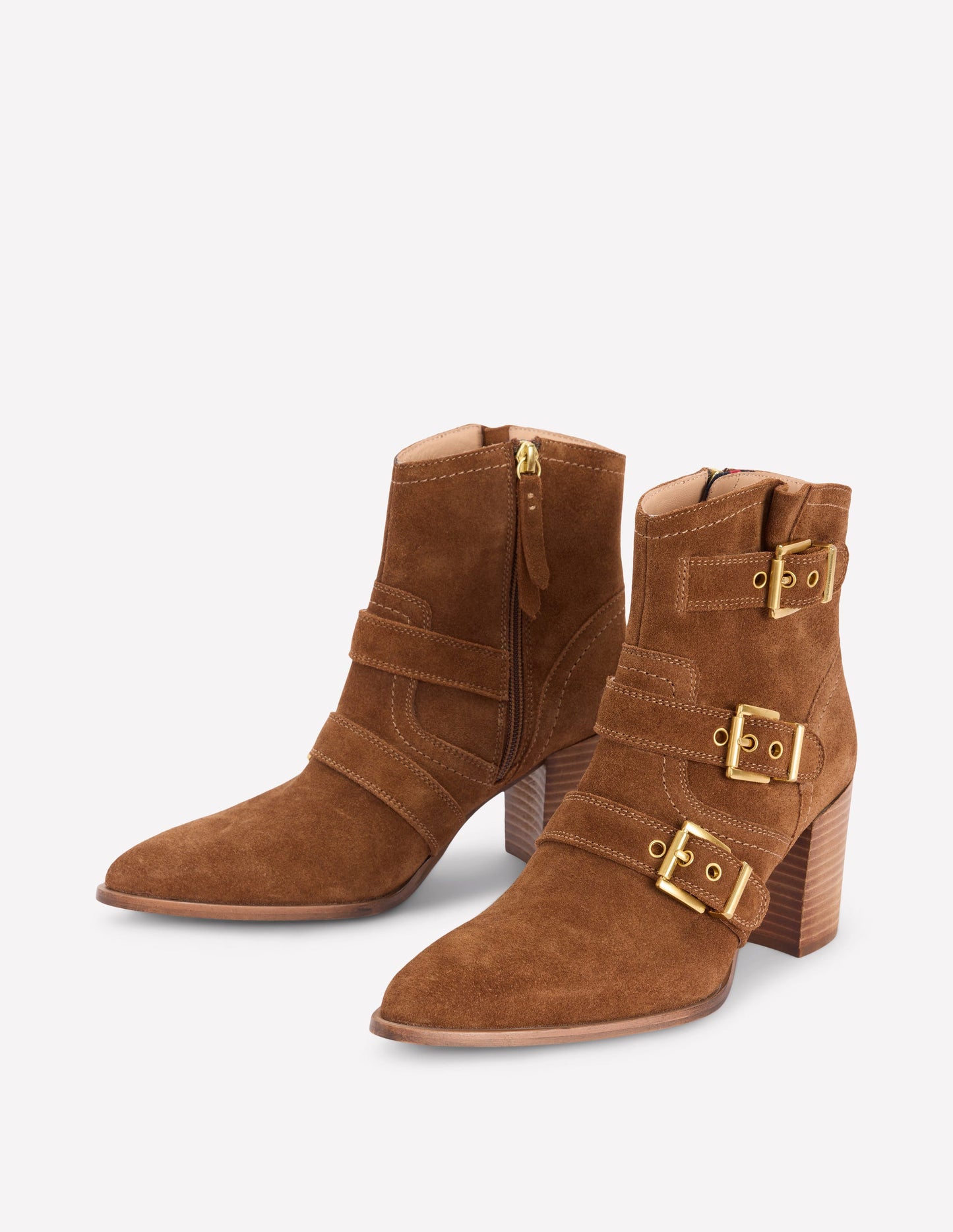 Heeled Buckled Ankle Boot-Cognac