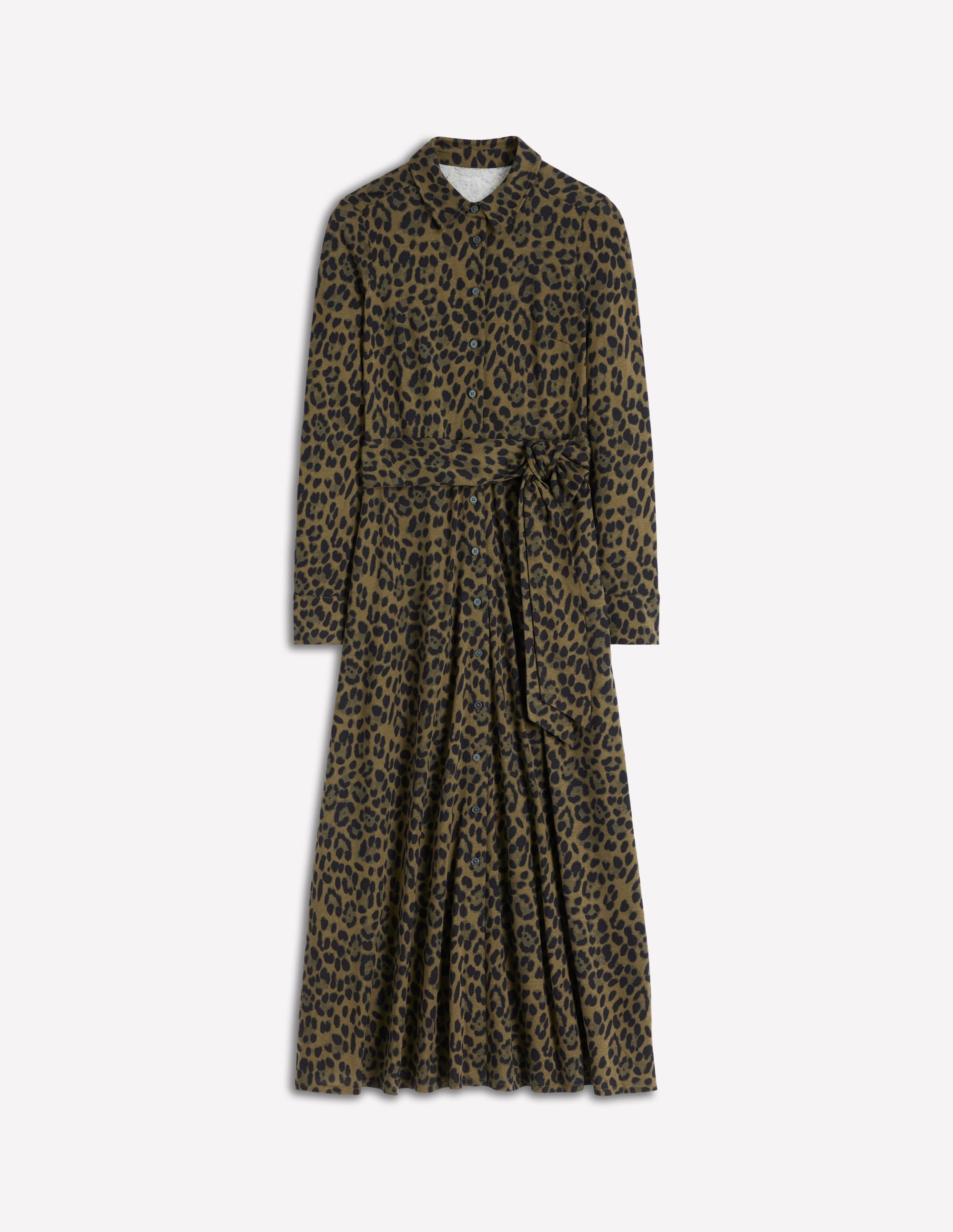 Marcia Jersey Shirt Dress-Military Olive, Brushed Animal - Image 8