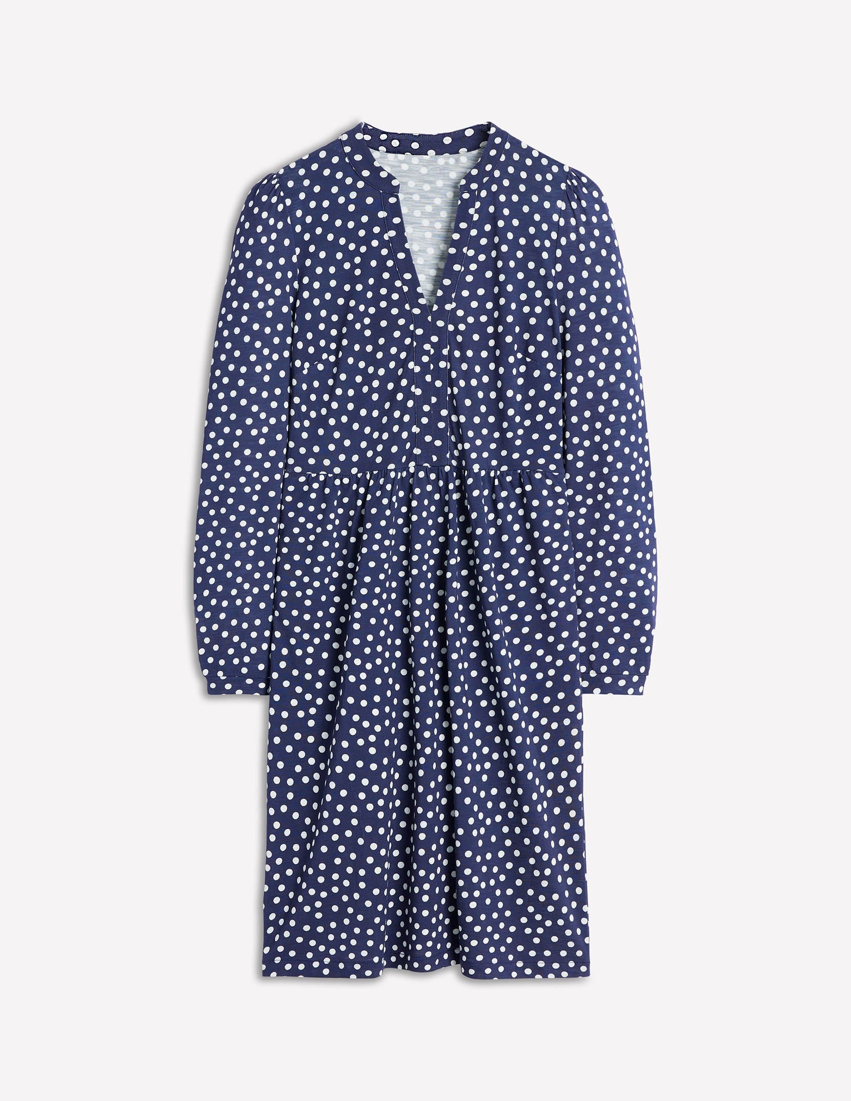 Naomi Relaxed Jersey Dress-French Navy, Abstract Dot - Image 5