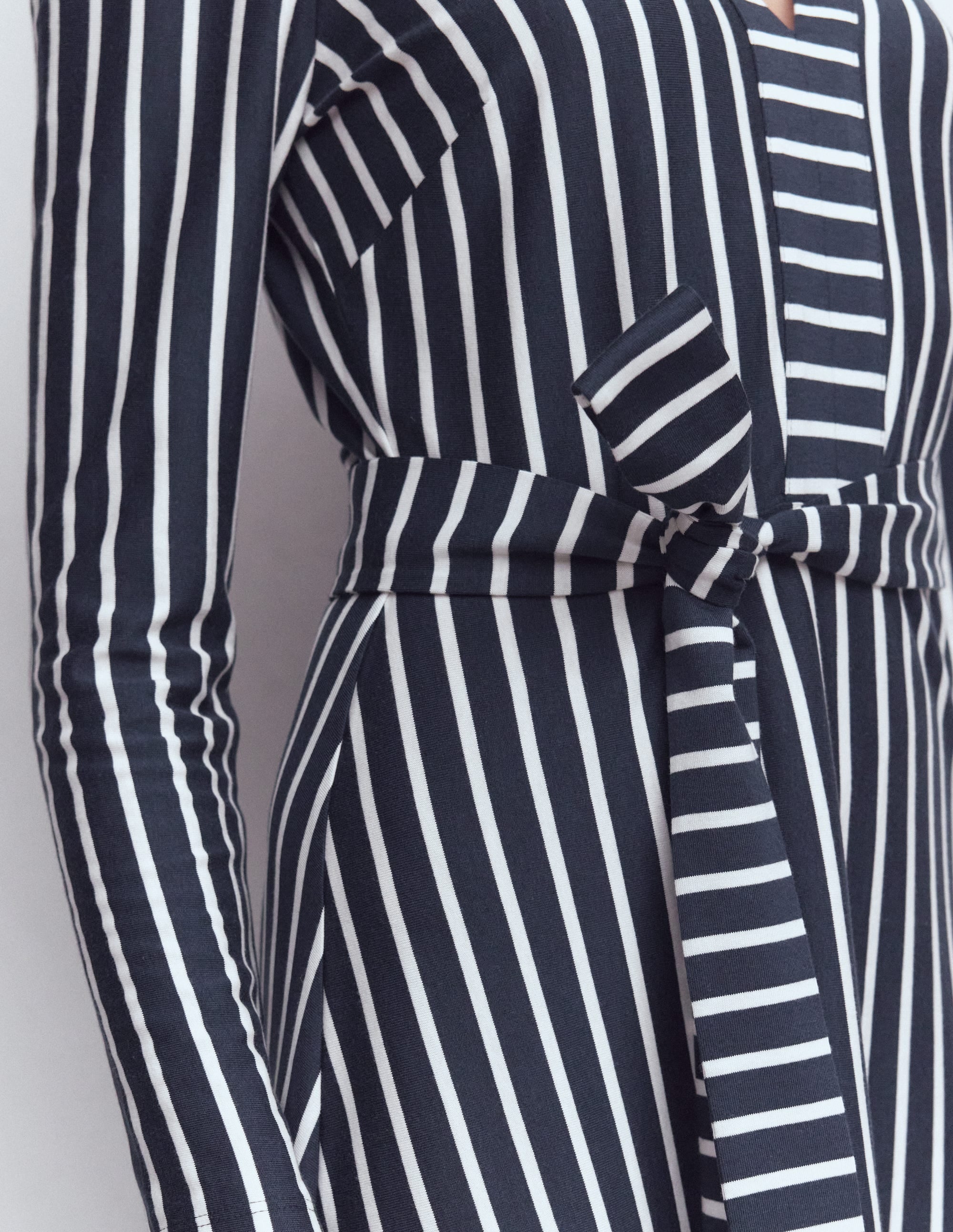 Imogen Collared Jersey Dress-French Navy and Ivory Stripe - Image 4