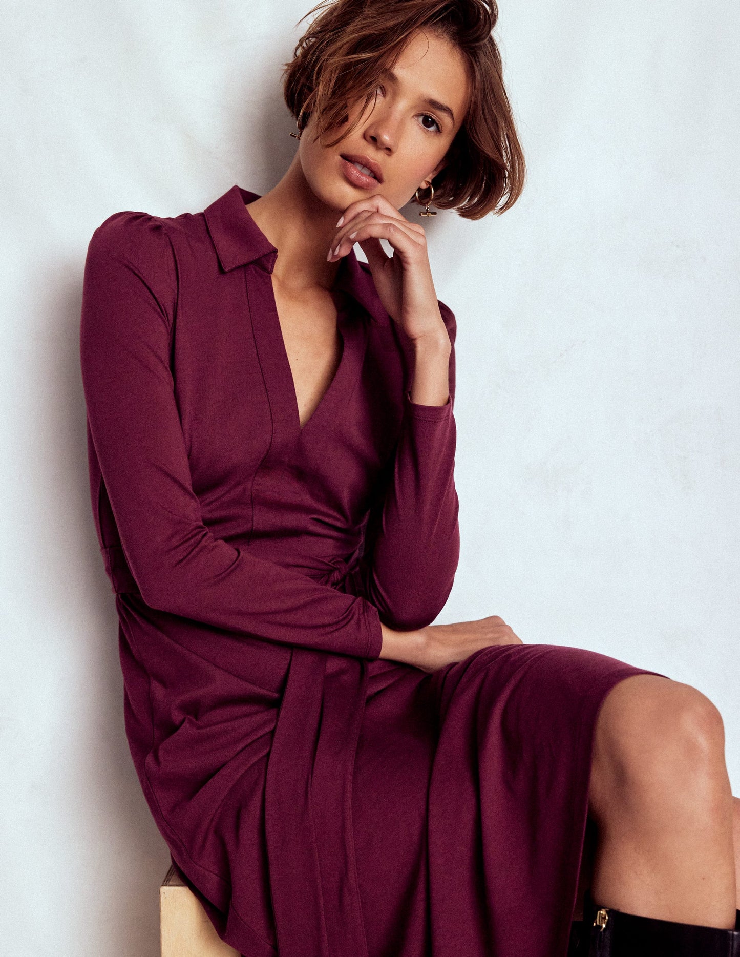 Imogen Collared Jersey Dress-Deep Wisteria