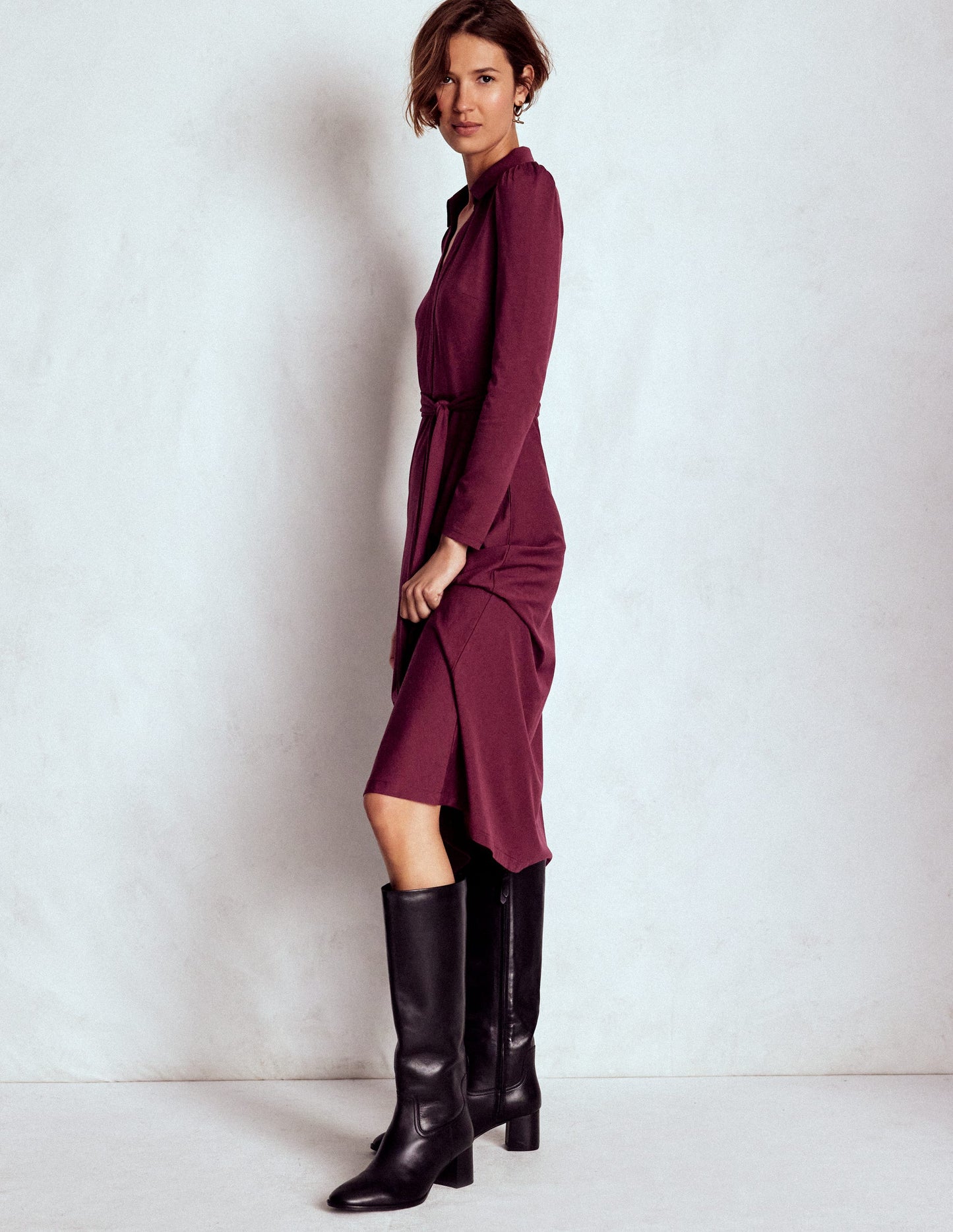 Imogen Collared Jersey Dress-Deep Wisteria