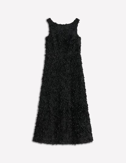 Scoop Back Fit and Flare Dress-Black-8