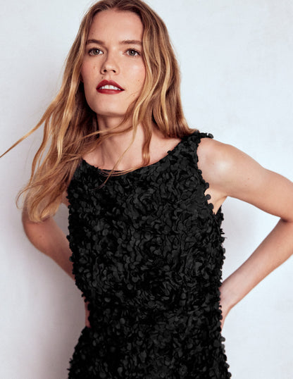 Scoop Back Fit and Flare Dress-Black-3