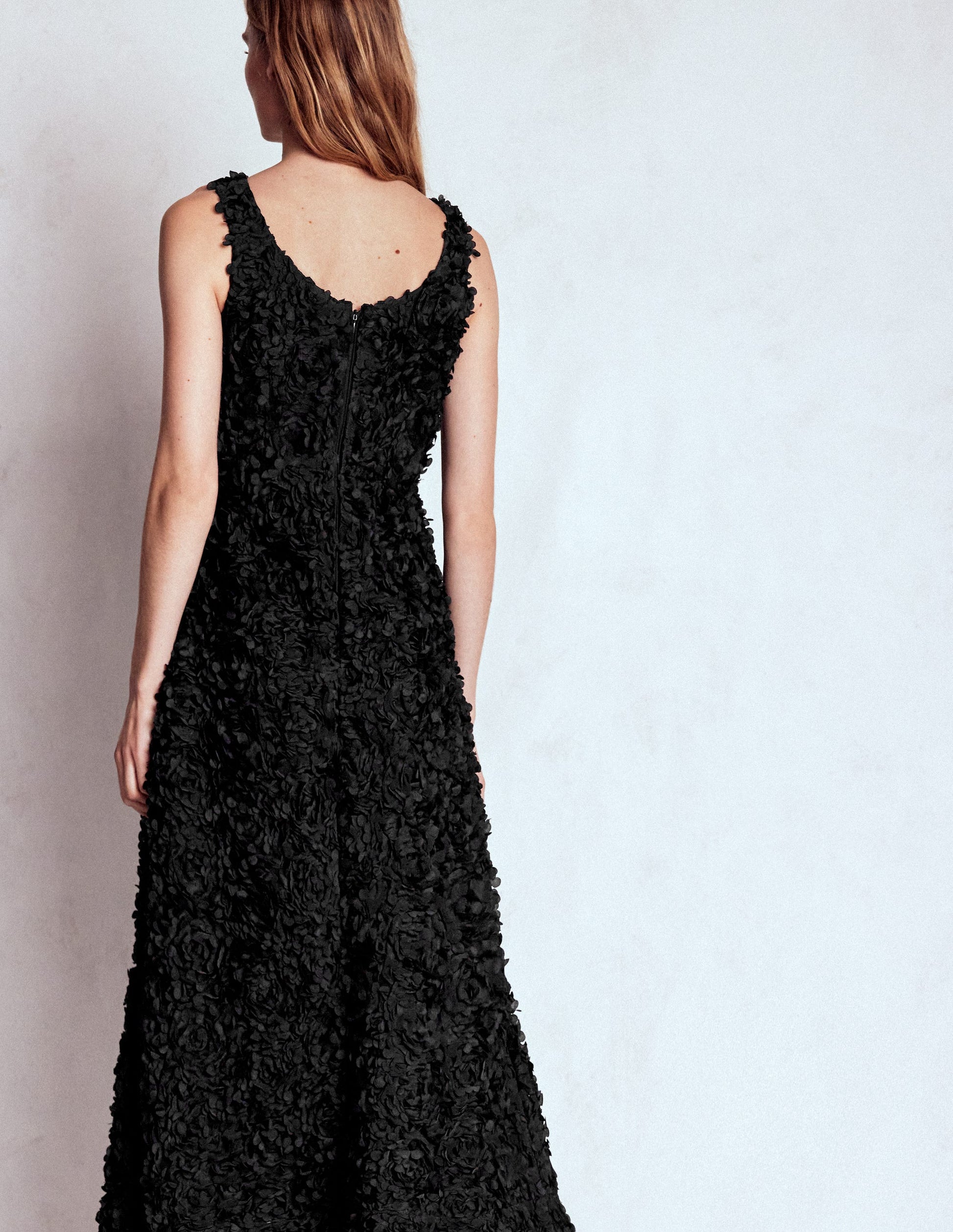 Scoop Back Fit and Flare Dress-Black-4