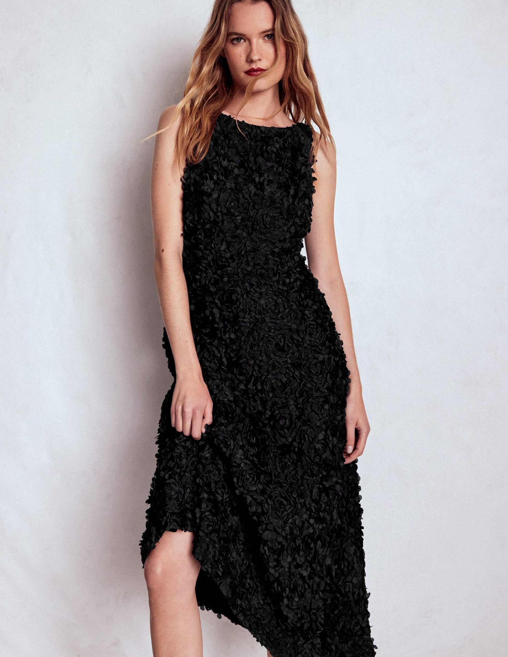 Scoop Back Fit and Flare Dress-Black-5