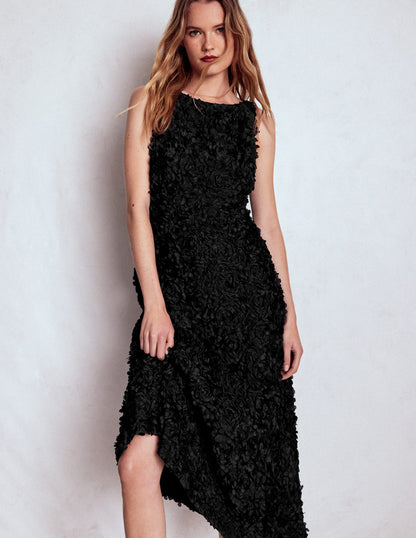 Scoop Back Fit and Flare Dress-Black-5