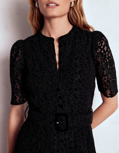 Kate Puff Sleeve Lace Dress-Black-2