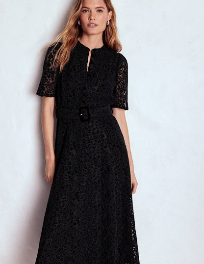 Kate Puff Sleeve Lace Dress-Black-4