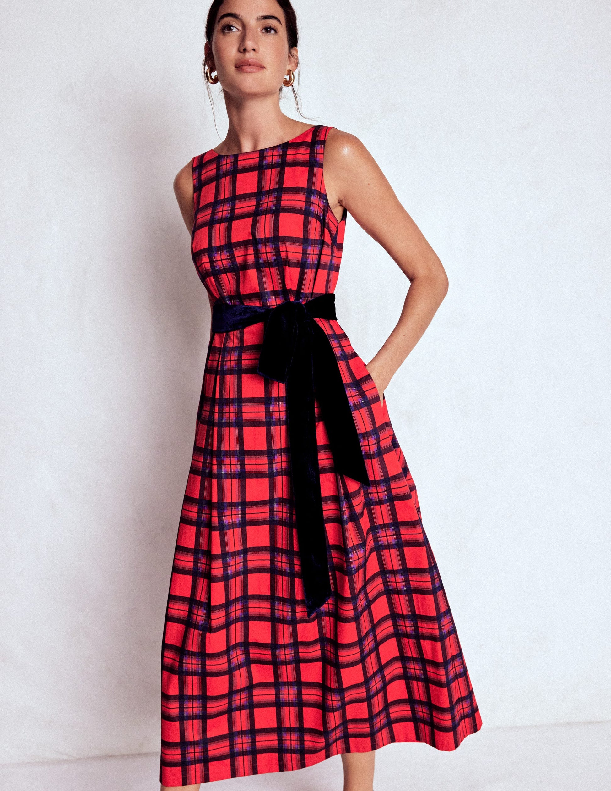 Scoop Back Check Dress-Red, Navy and Purple Check | Boden UK Scoop Back Check Dress-Red, Navy and Purple Check | Boden UK